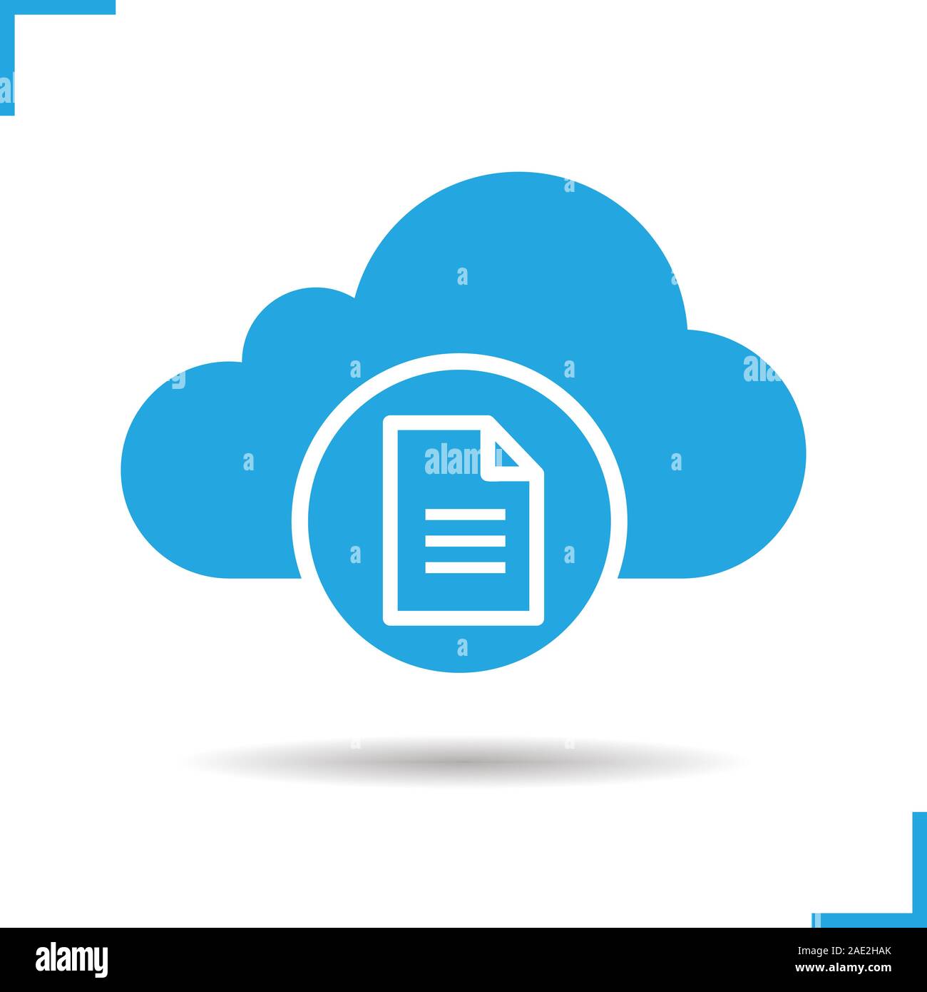 Cloud storage text document icon. Drop shadow silhouette symbol. Cloud ...