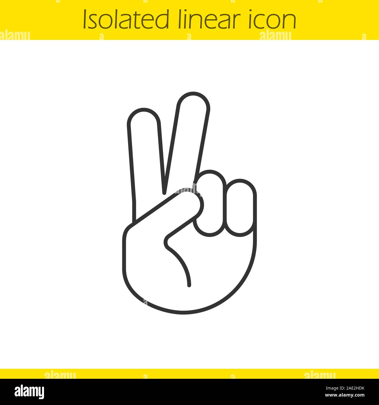 Peace hand gesture linear icon. Thin line illustration. Two fingers up  contour symbol. Vector isolated outline drawing Stock Vector Image & Art -  Alamy