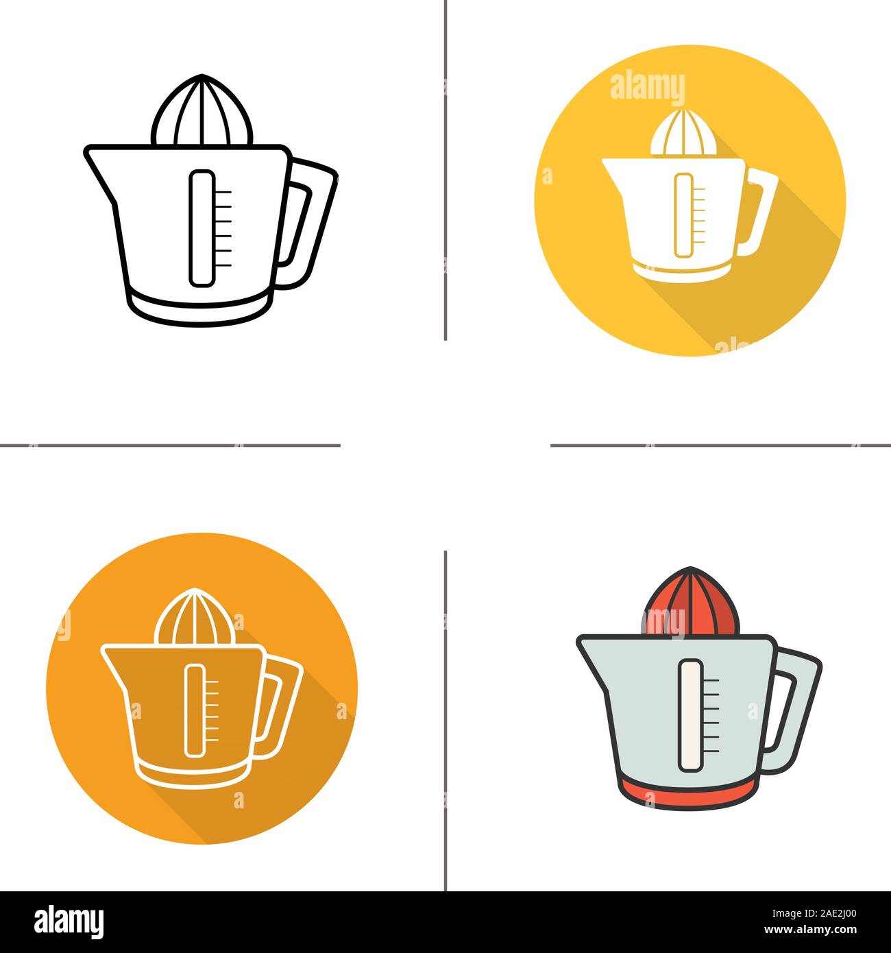 Juicer icon. Flat design, linear and color styles. Squeezer. Isolated vector illustrations Stock Vector