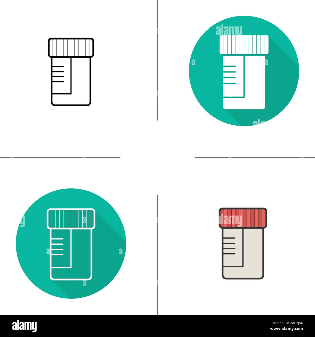 Medical test jar icon. Flat design, linear and color styles. Ointment ...