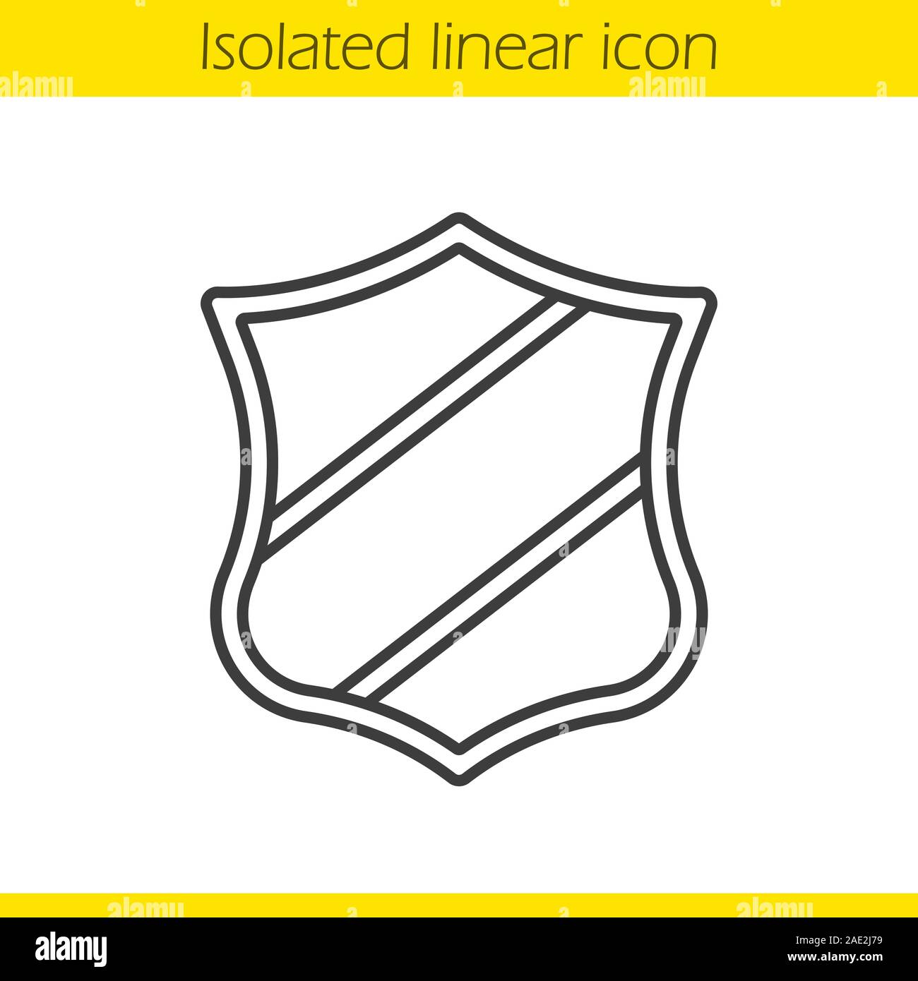 Shield with ribbon linear icon. Thin line illustration. Contour symbol ...