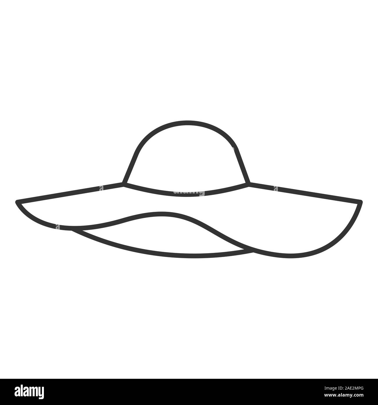 Women's beach hat linear icon. Thin 