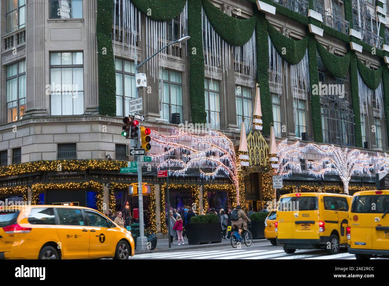 Saks Fifth Avenue Flagship Store is decorated for the holiday season, New York City, USA Stock Photo