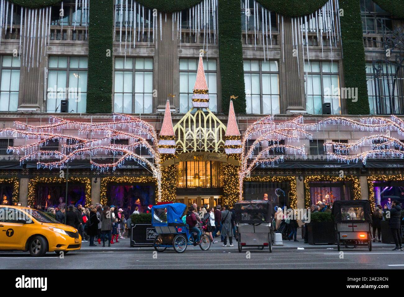 Saks Fifth Avenue Flagship Store is decorated for the holiday season, New York City, USA Stock Photo