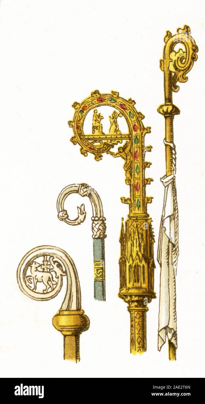 Shown in this image are a variety of croziers related to the Christian