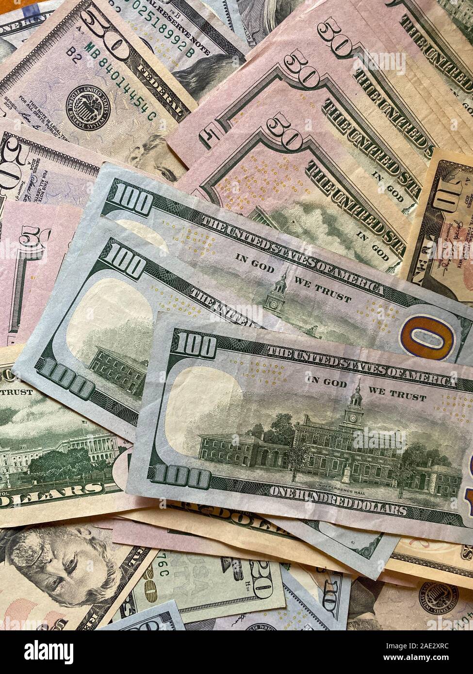US currency denominations Stock Photo