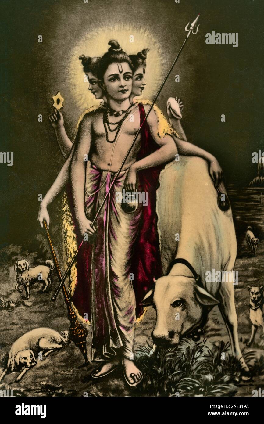 Vintage Hand Painted Painting of Lord Dattaatraya all so Gurudev ...