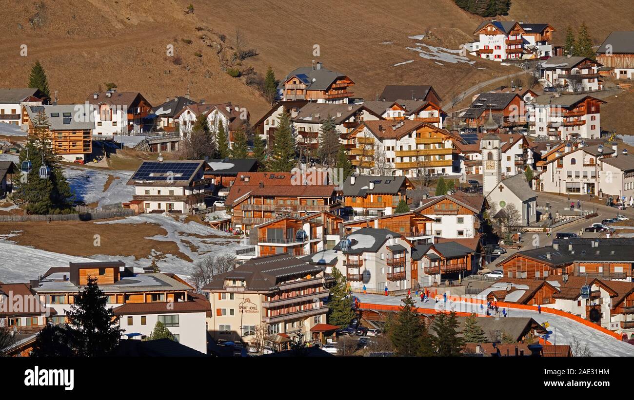Colfosco Village, The Dolomites, Italy Stock Photo