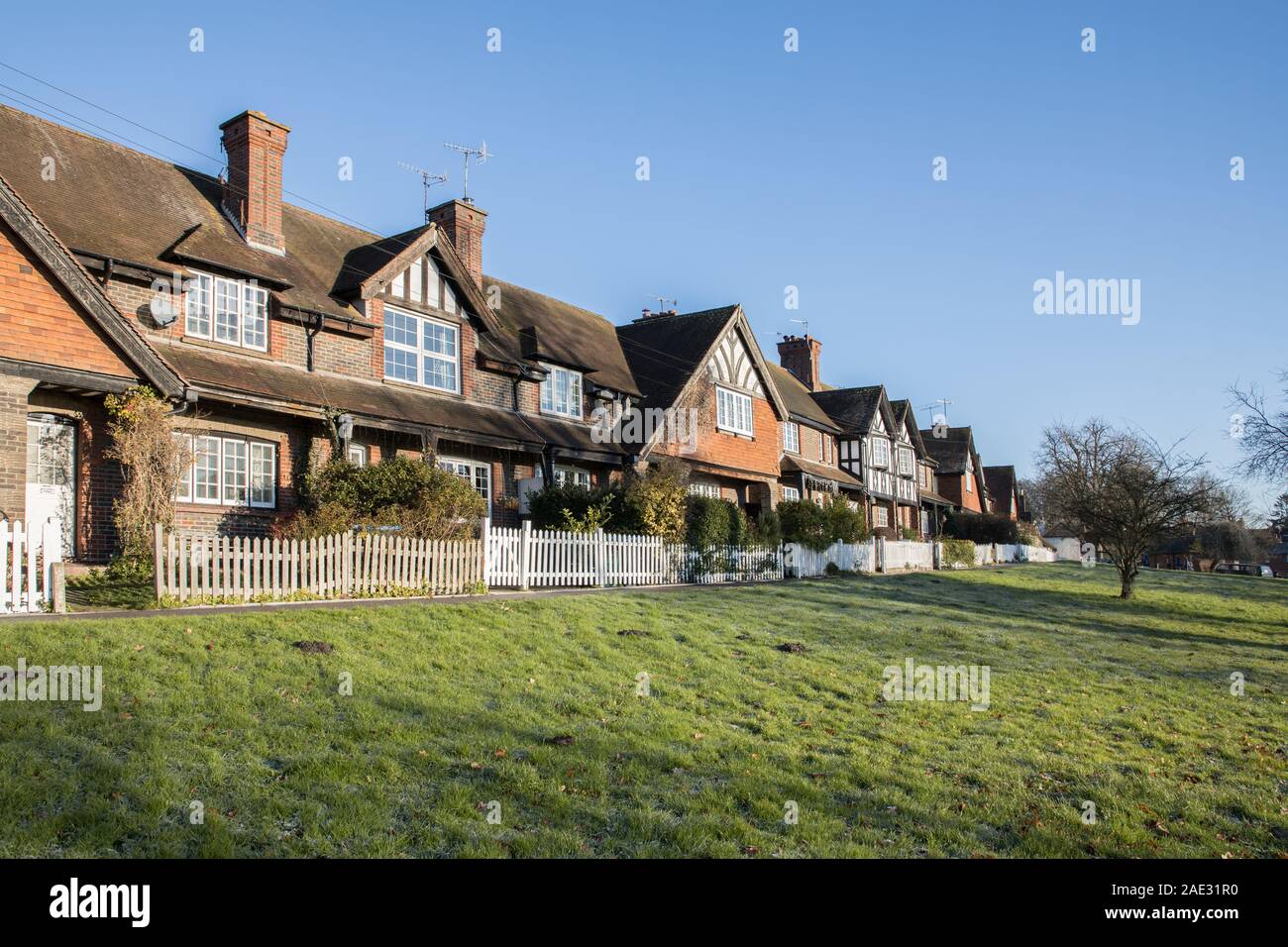 houses overlooking the green in godstone village surrey Stock Photo