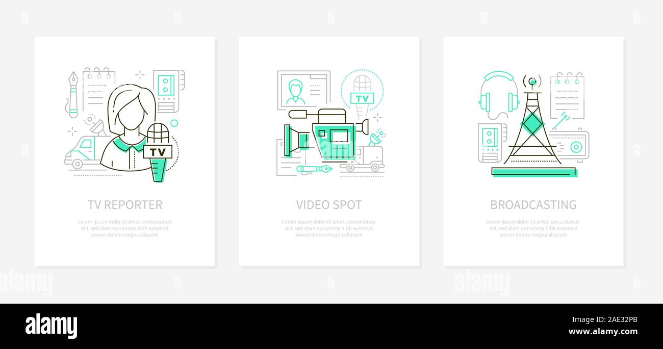 Mass media - line design style banners set Stock Vector Image & Art - Alamy