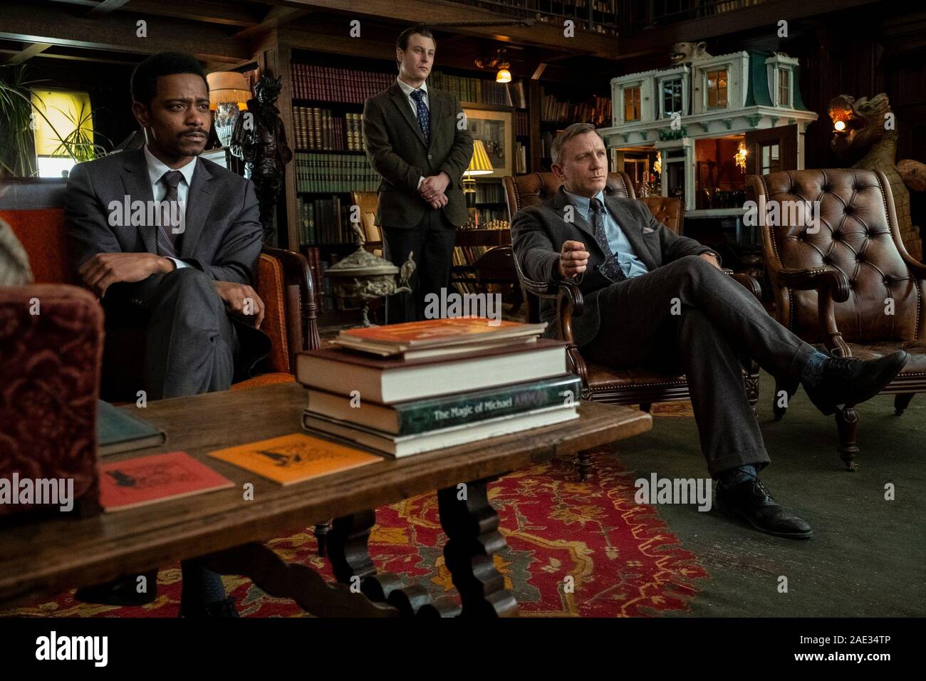 KNIVES OUT, from left LaKeith Stanfield, Noah Segan, Daniel Craig