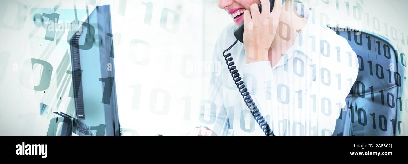 Composite image of binary code on circuit board Stock Photo