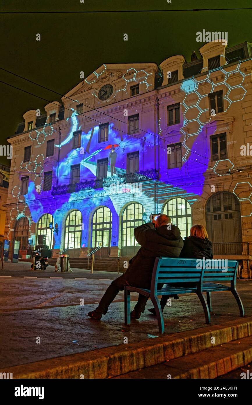 LYON, FRANCE, December 5, 2019 Festival of Lights on SaintPaul
