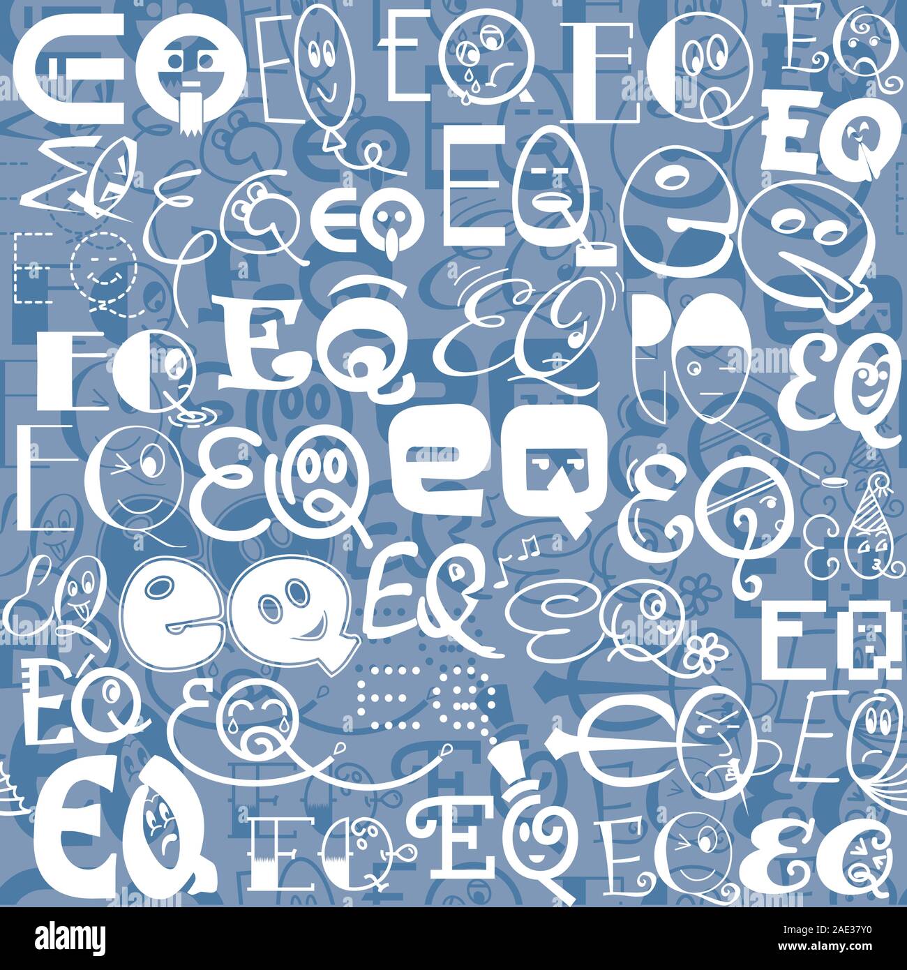 funny seamless pattern in the form of different emotions as a symbol of emotional intelligence, eq Stock Vector