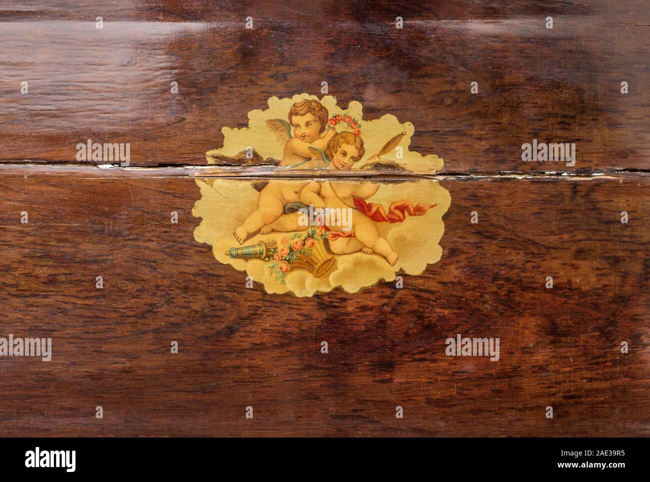 Image of  little angels in the baroque style of antique countertop Stock Photo