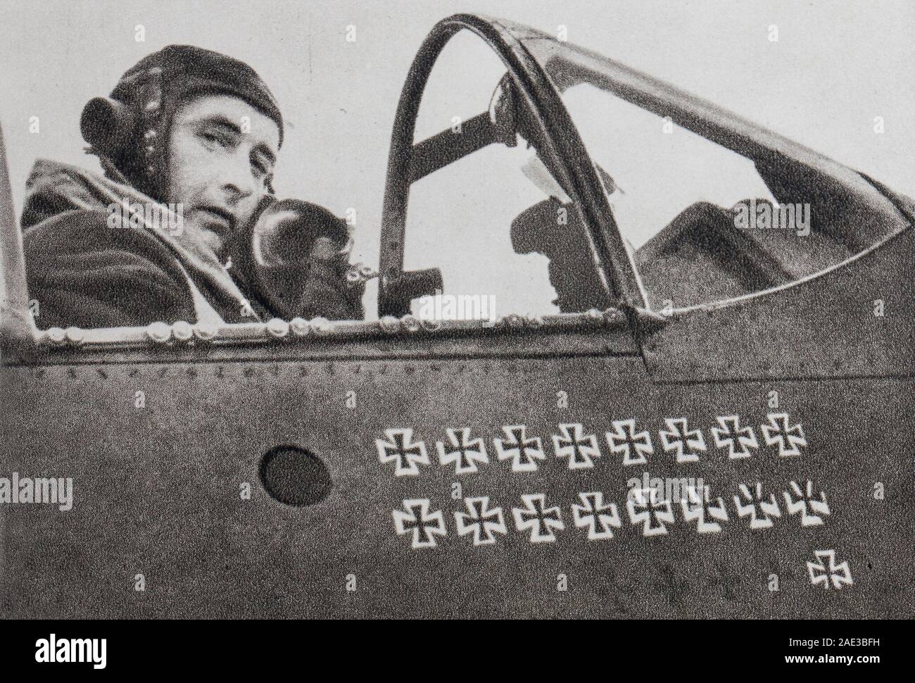 The Allied Pilots in the RAF the Polish Air Force Wing Commander Stanisław Skalski  was at the head of a squadron of the RAF. The crosses painted on t Stock Photo