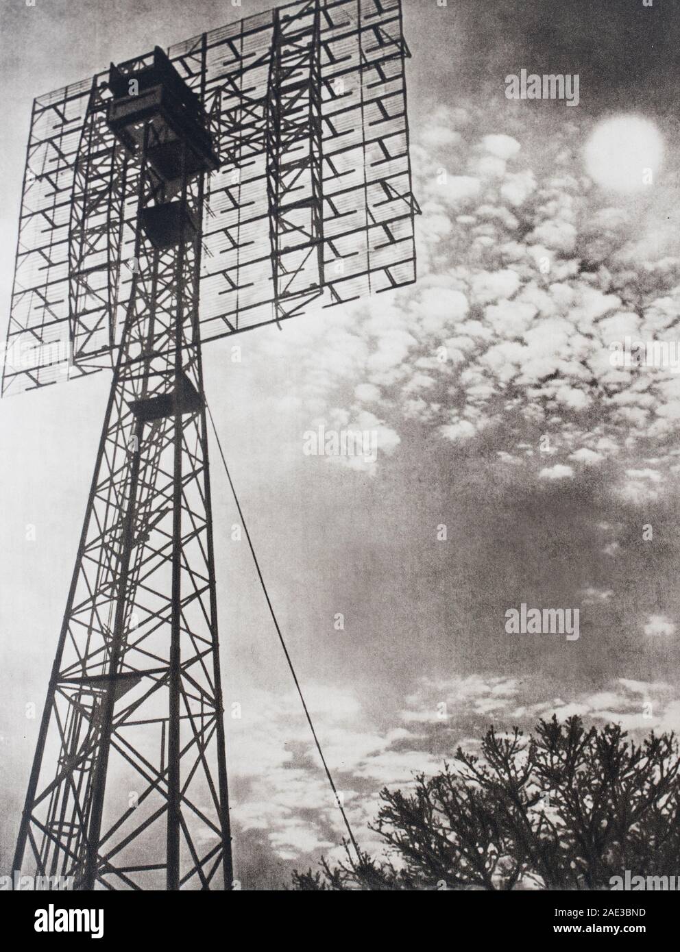 A radar emission Tower, the precious discovery that helped ensure the safety of the air and sea routes. Stock Photo