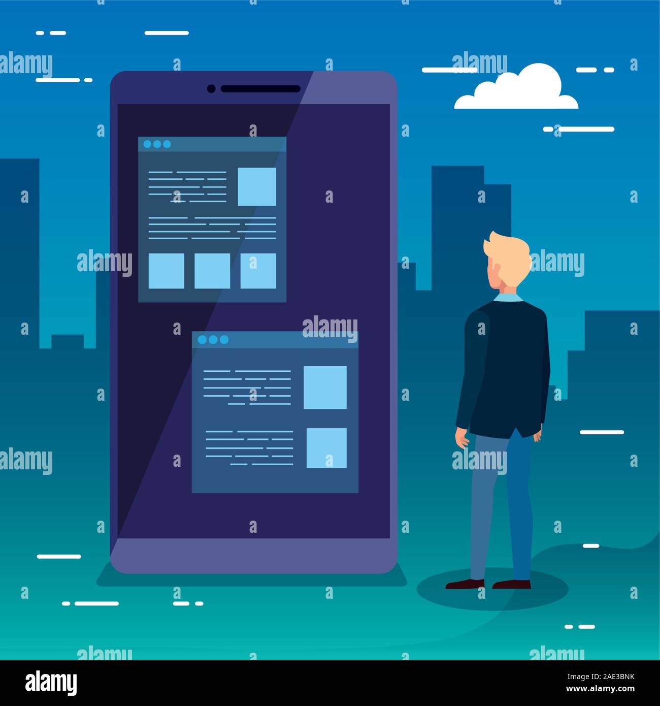 Digital smartphone and man vector design Stock Vector Image & Art - Alamy