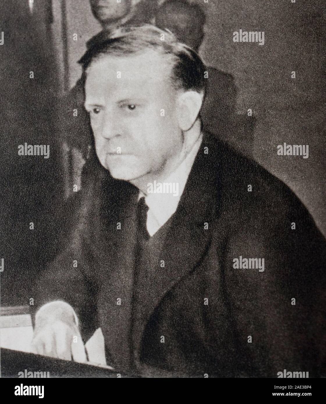 Vidkun Abraham Lauritz Jonssøn Quisling (1887 – 1945) was a Norwegian military officer and politician who nominally headed the government of Norway du Stock Photo
