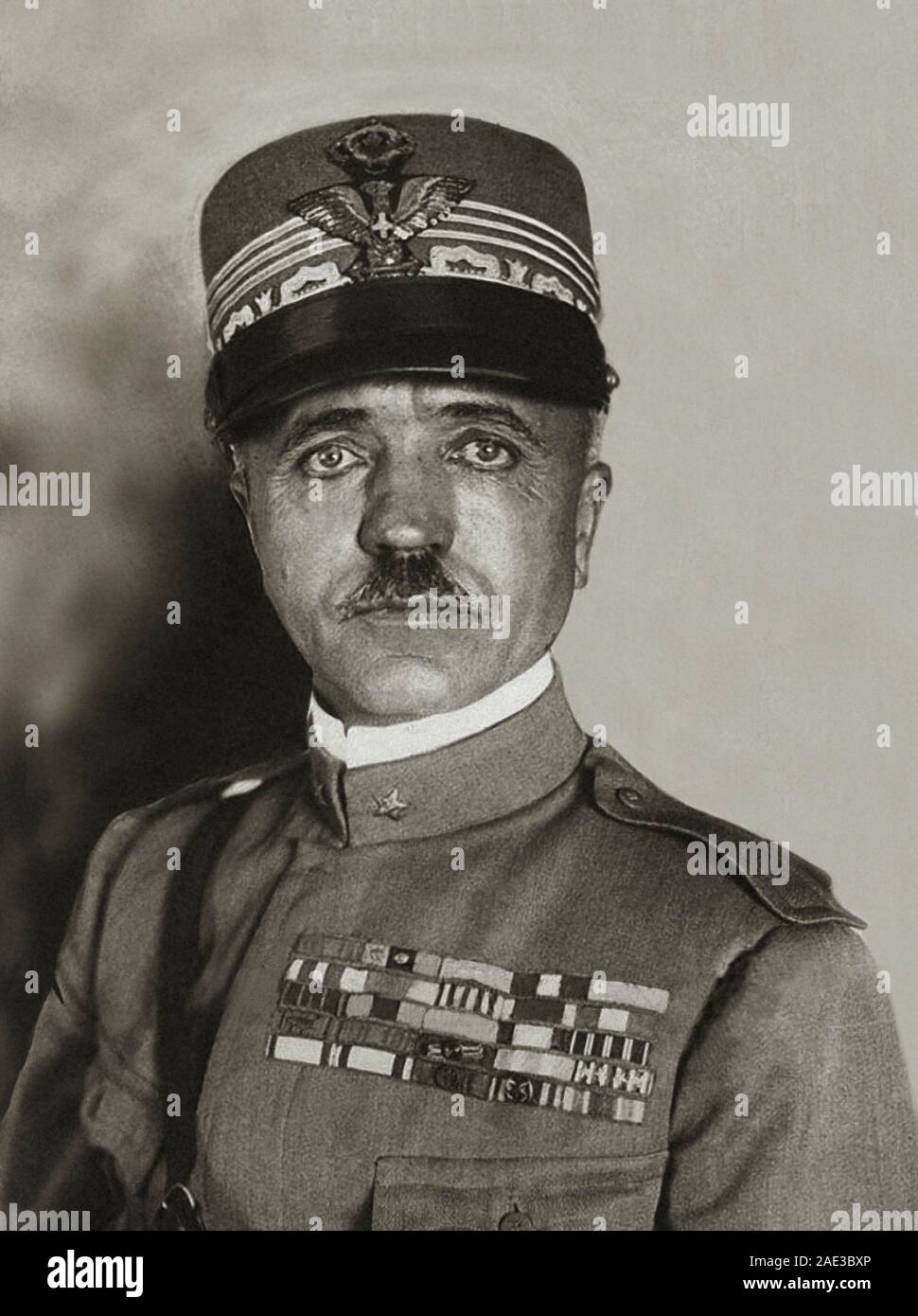 Marshal Pietro Badoglio, 1st Duke of Addis Abeba, 1st Marquess of Sabotino (1871 – 1956), was an Italian general during both World Wars and the first Stock Photo