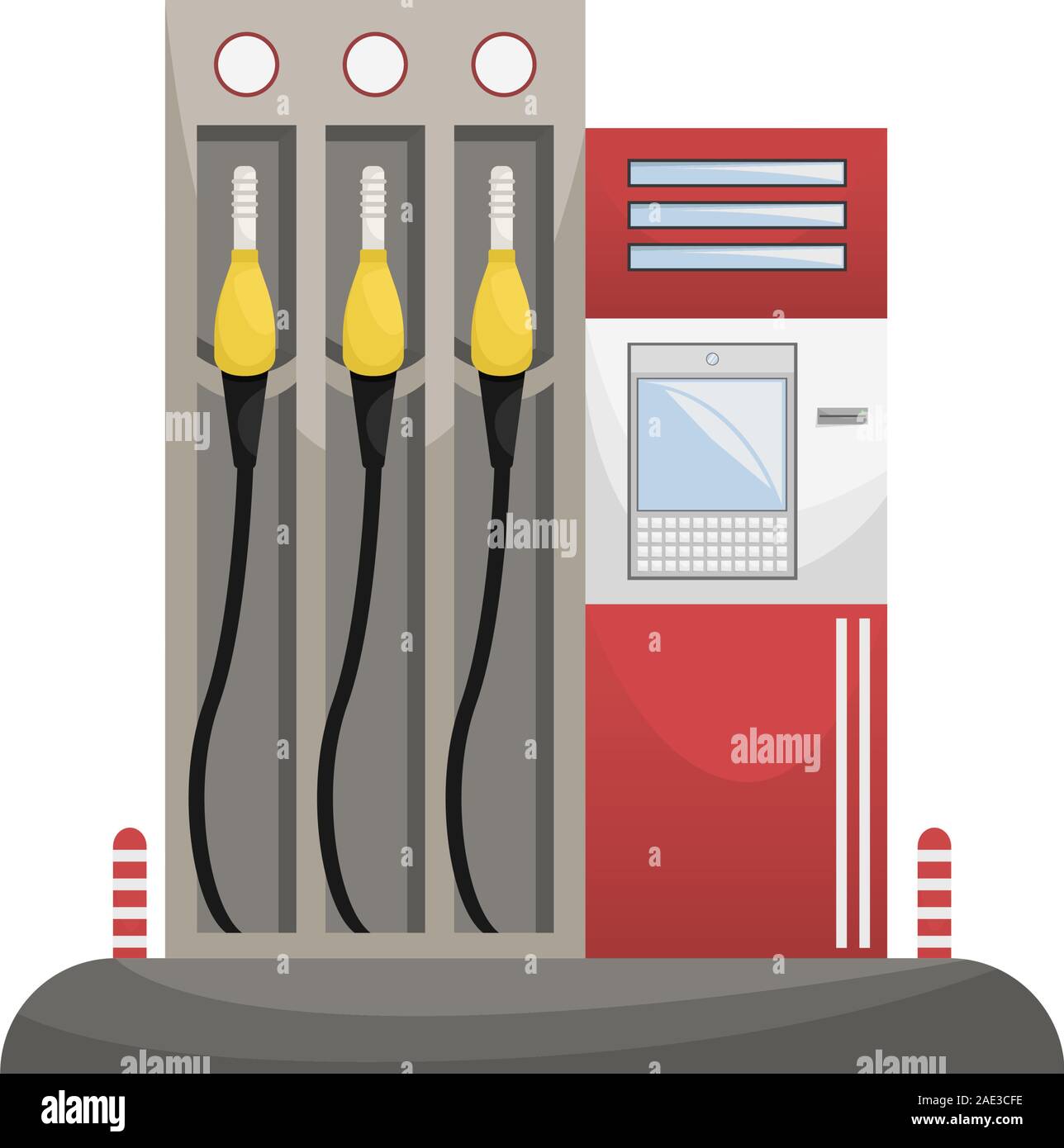 Vector isolated illustration of a gas station with ATM Stock Vector