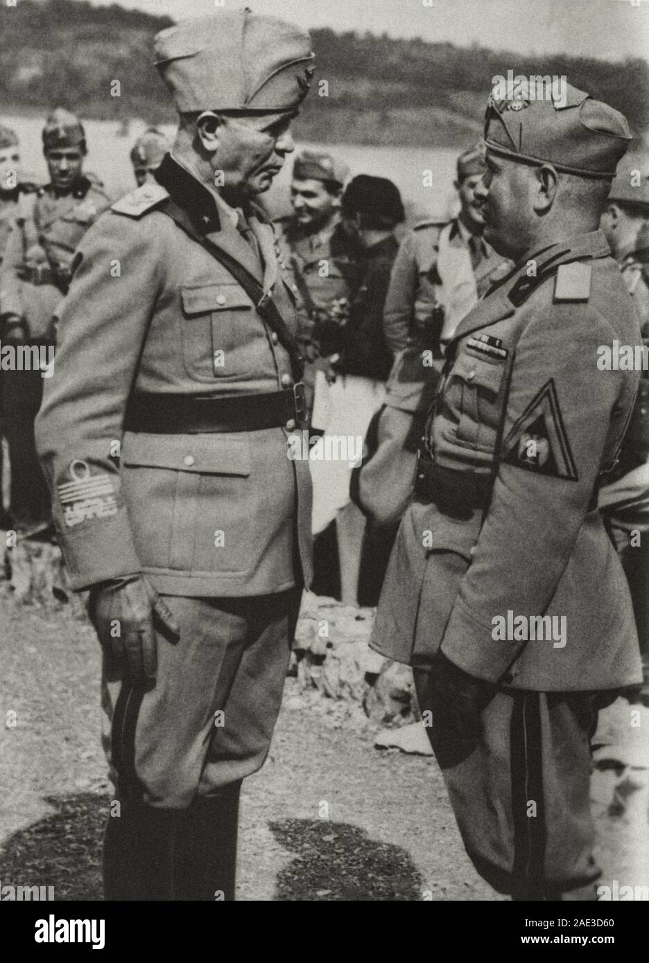 Marshal Pietro Badoglio and dictator Benito Mussolini Stock Photo