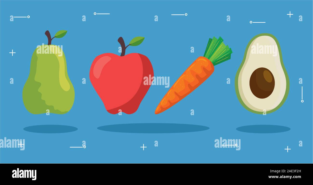 Fruits and vegetables icon set vector design Stock Vector Image & Art ...