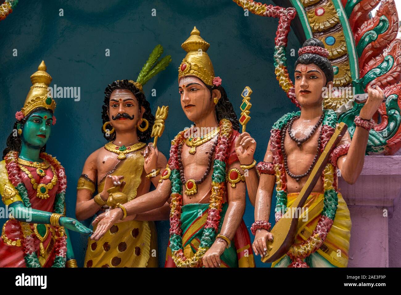 Statues of colorful Hindu gods at Batu caves, KualaLumpur, Malaysia