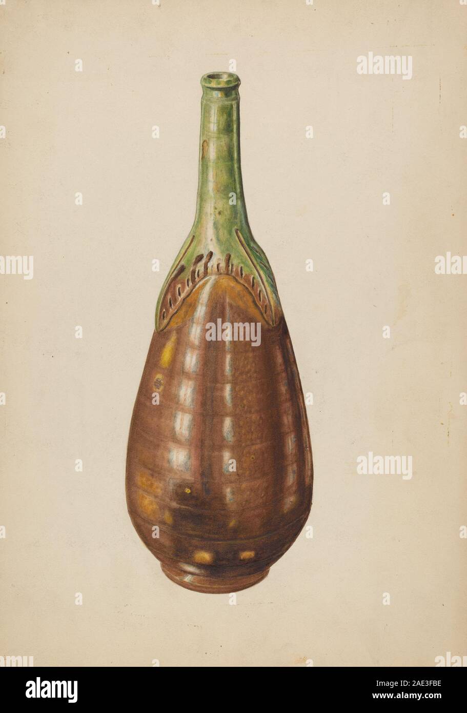 Terracotta Wine Bottle; 1935/1942 Al Curry, Terracotta Wine Bottle