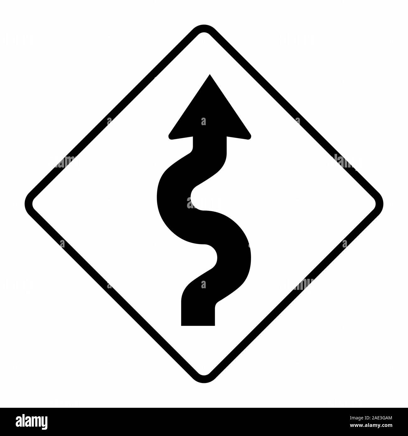 Winding road traffic sign Stock Vector