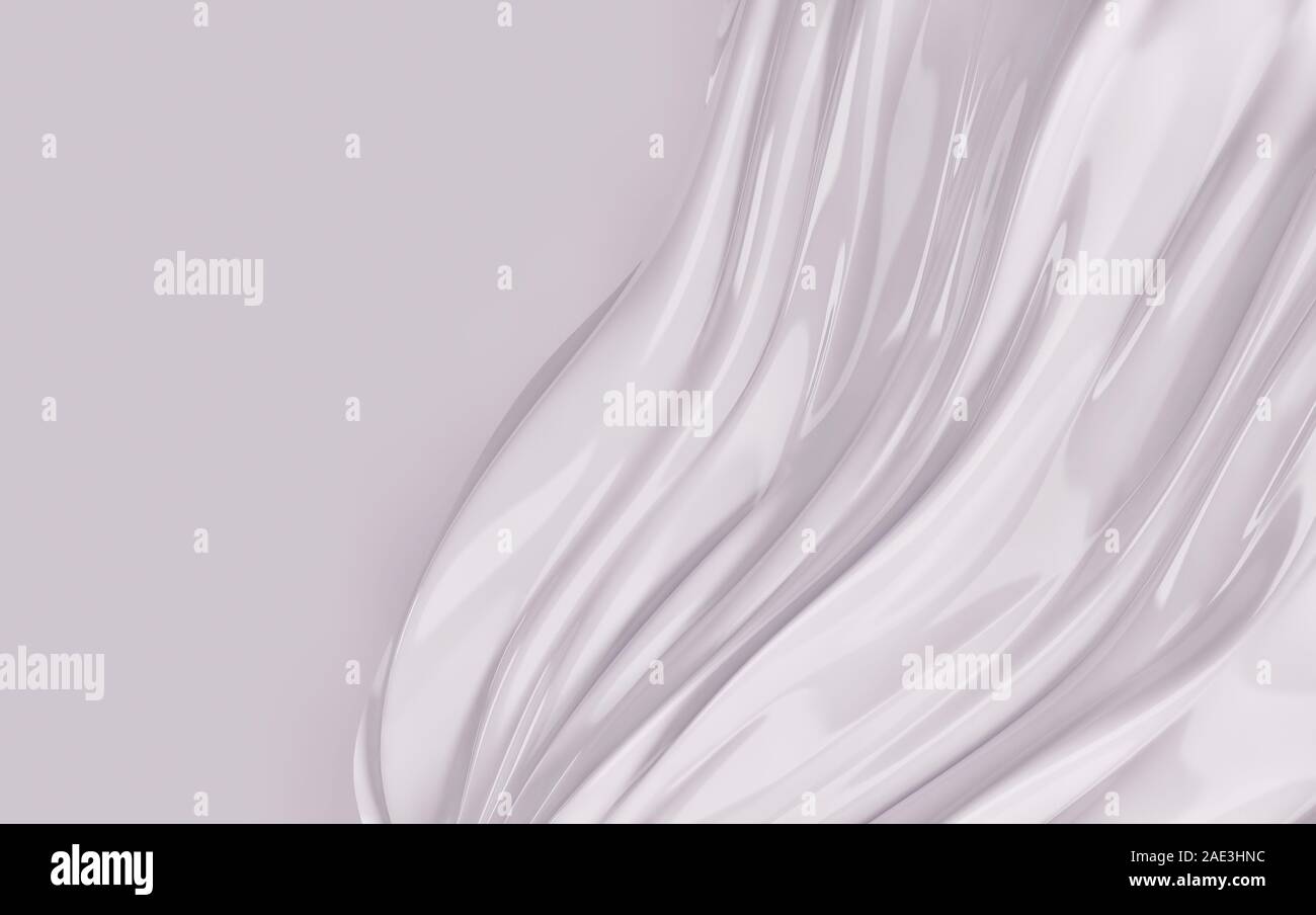 White wavy background color splash, elegant classy design. 3d render Stock Photo