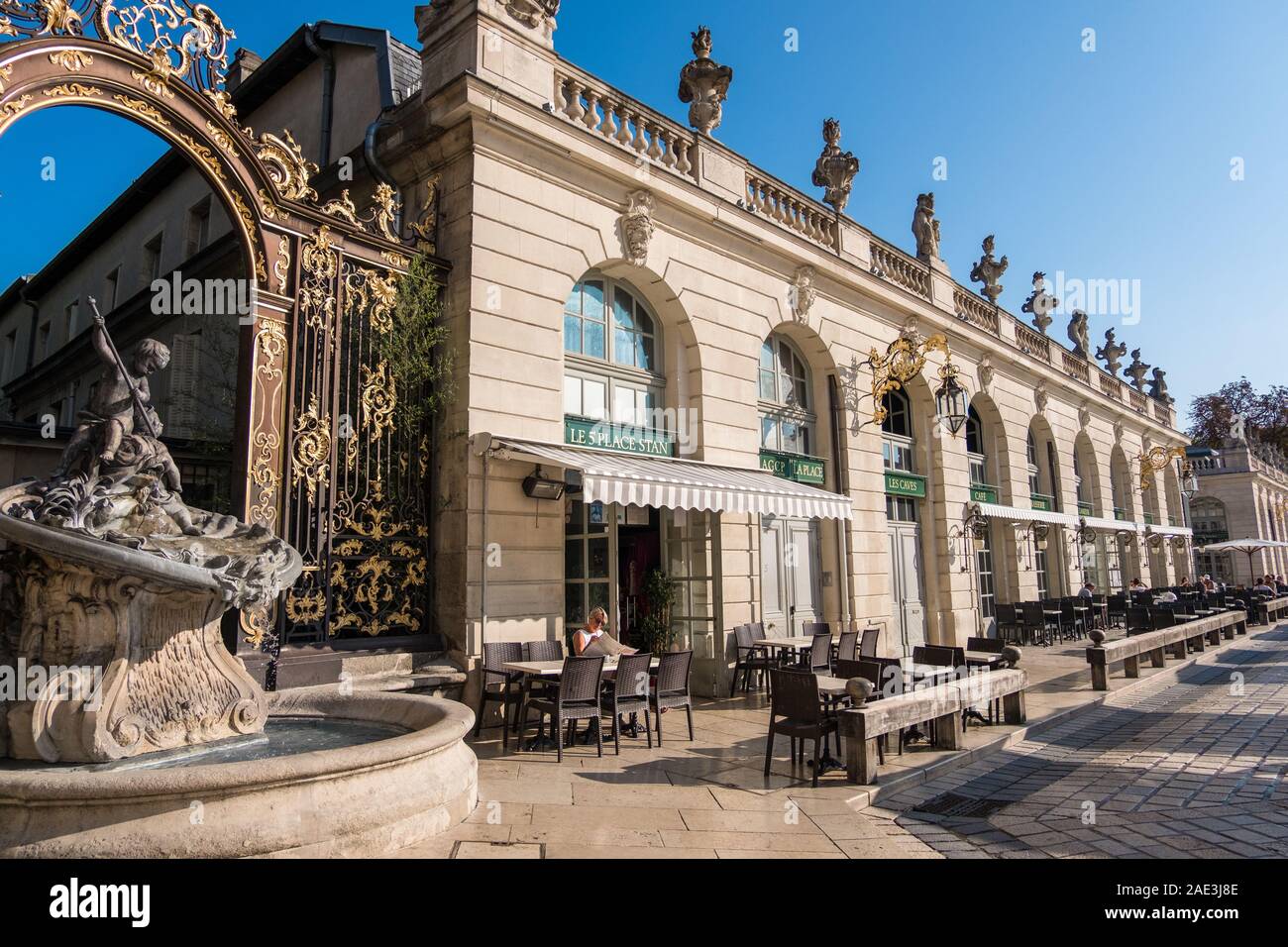 Nancy, France - August 31, 2019: Place de Alliance and Fountain in Nancy, Lorraine France Stock Photo