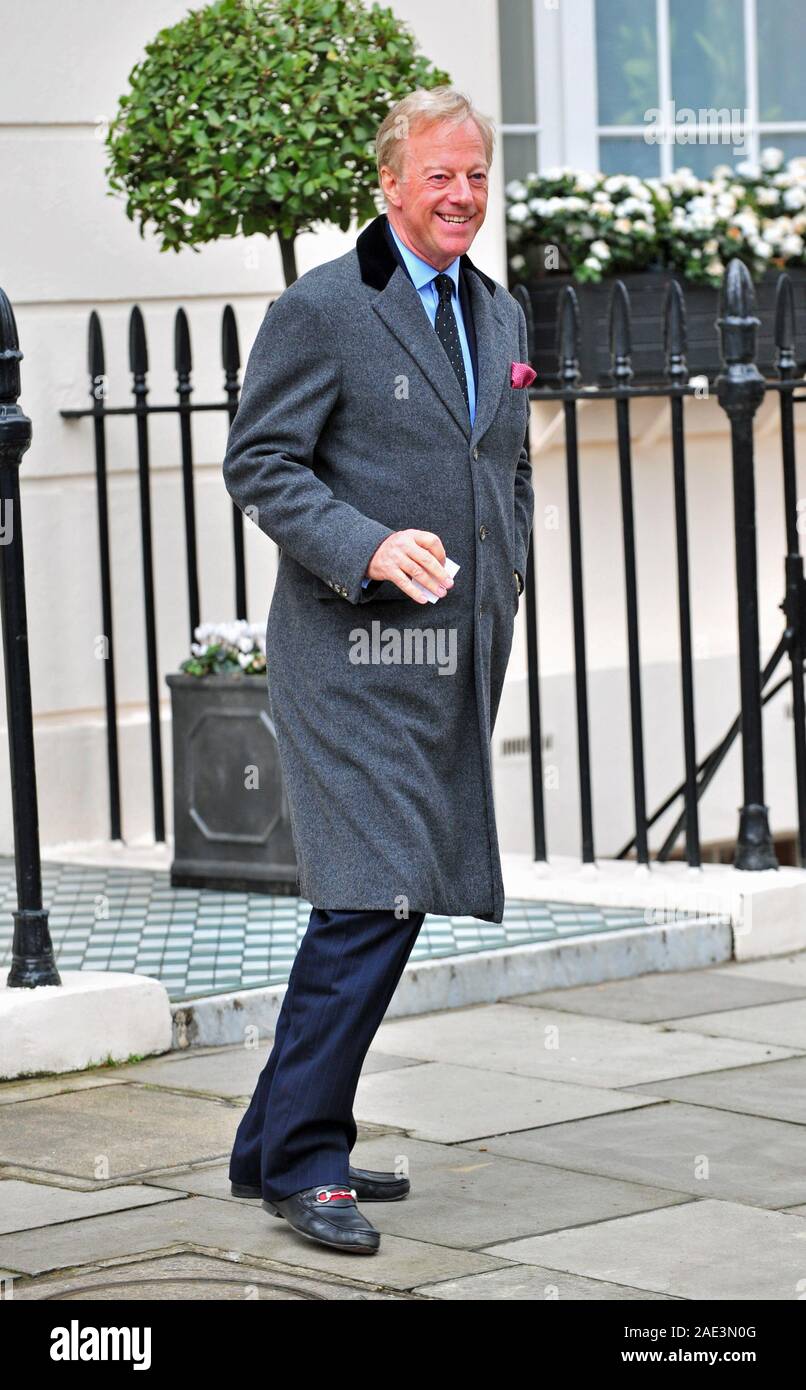 Sir Mark Thatcher at his mother's home in Belgravia following her death in 2013. Stock Photo