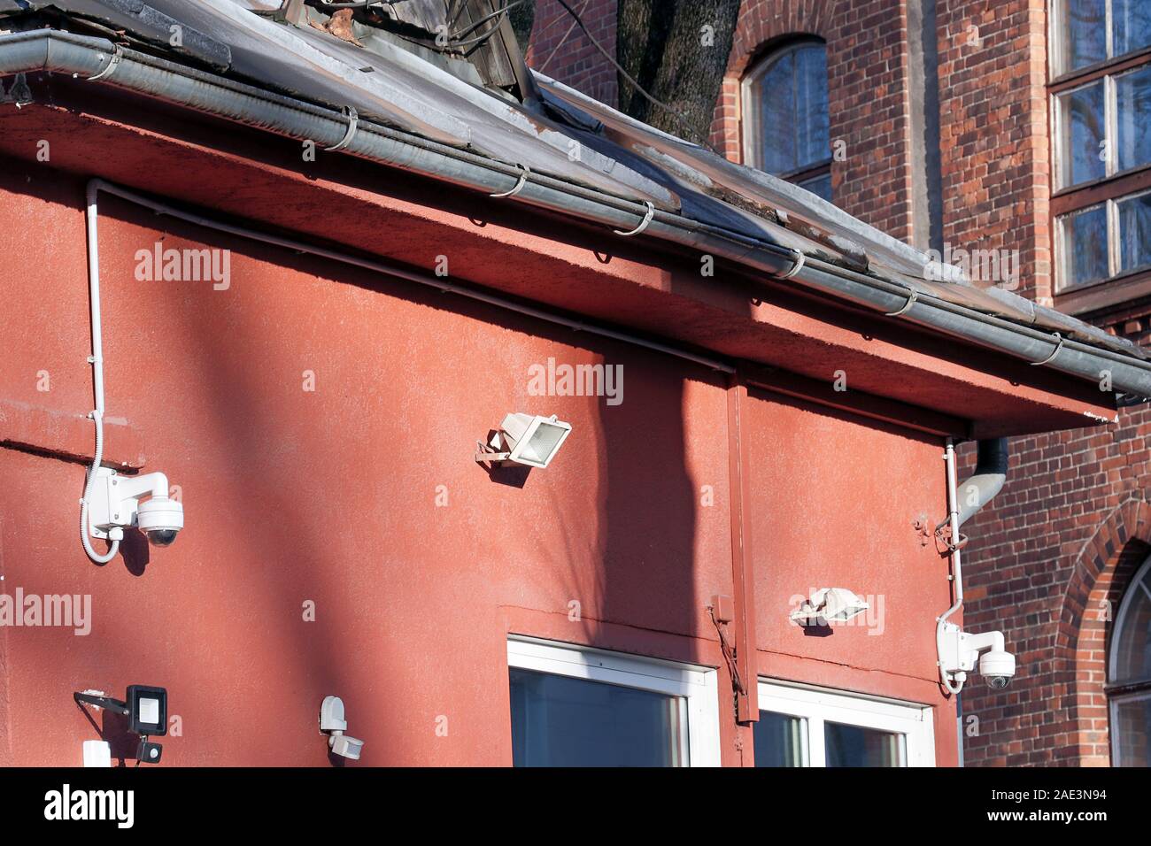 Surveillance cameras on the corner of building, Surveillance of the