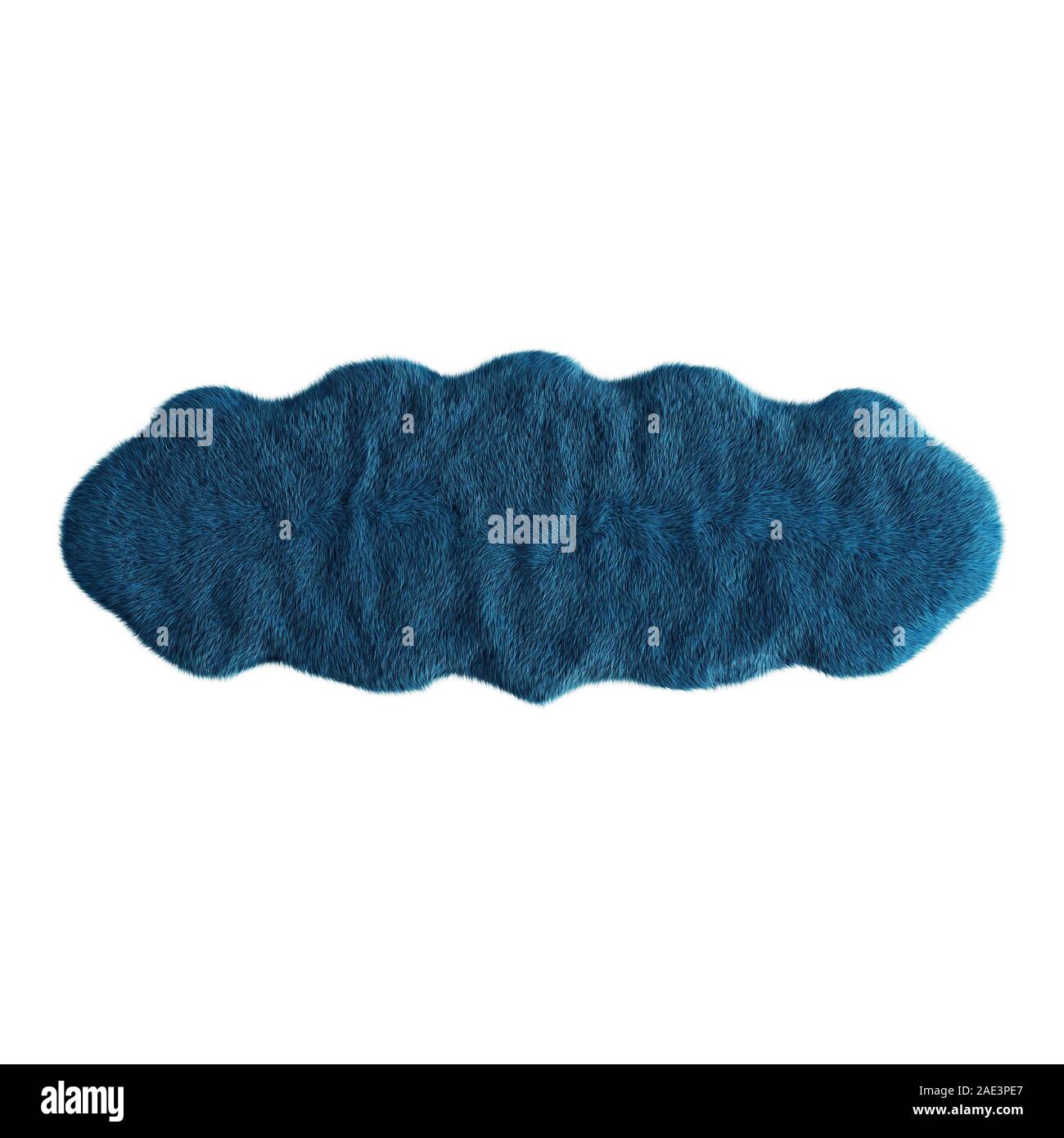 Blue Skin Rug Blue skin of a sheepskin wool rug on white background. 3D rendering ...