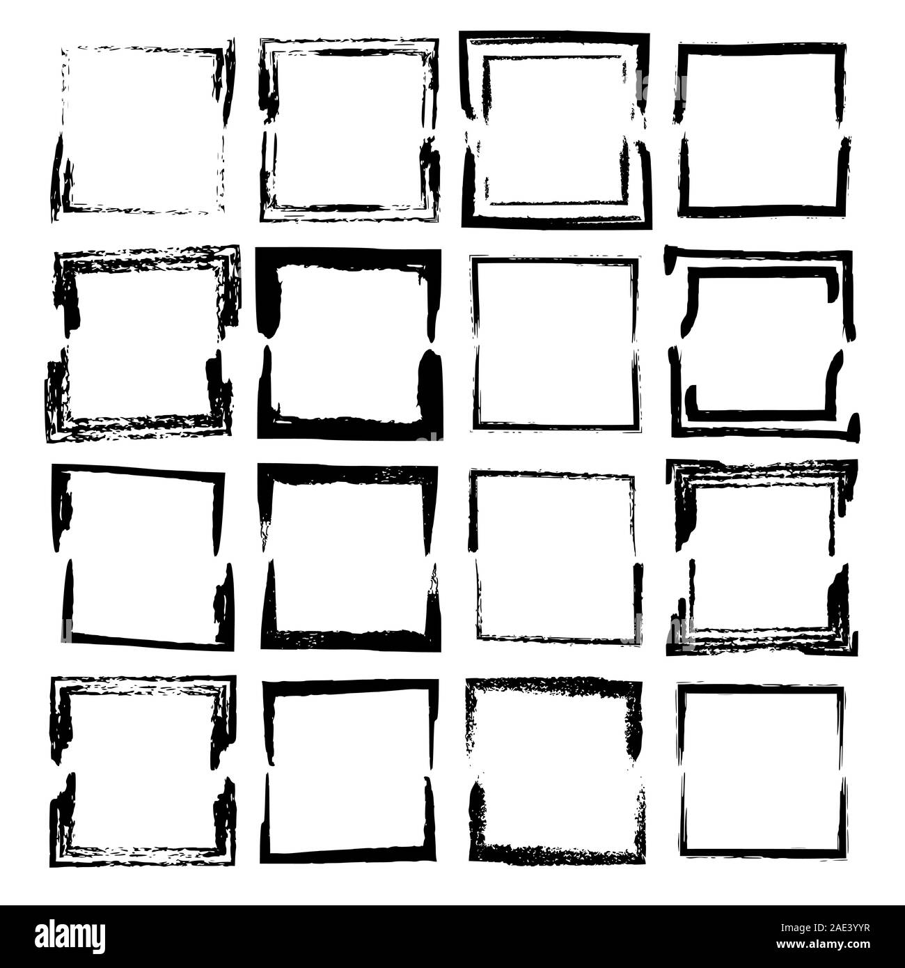 Set of square frames. Borders collections. Collages elements on white