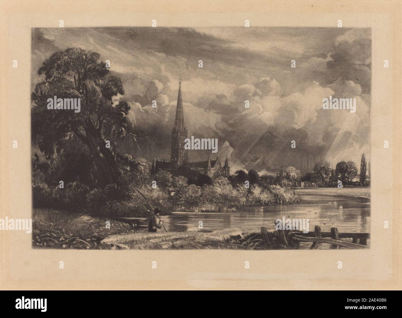 Salisbury Cathedral; in or after 1831 David Lucas after John Constable, Salisbury Cathedral, in or after 1831 Stock Photo