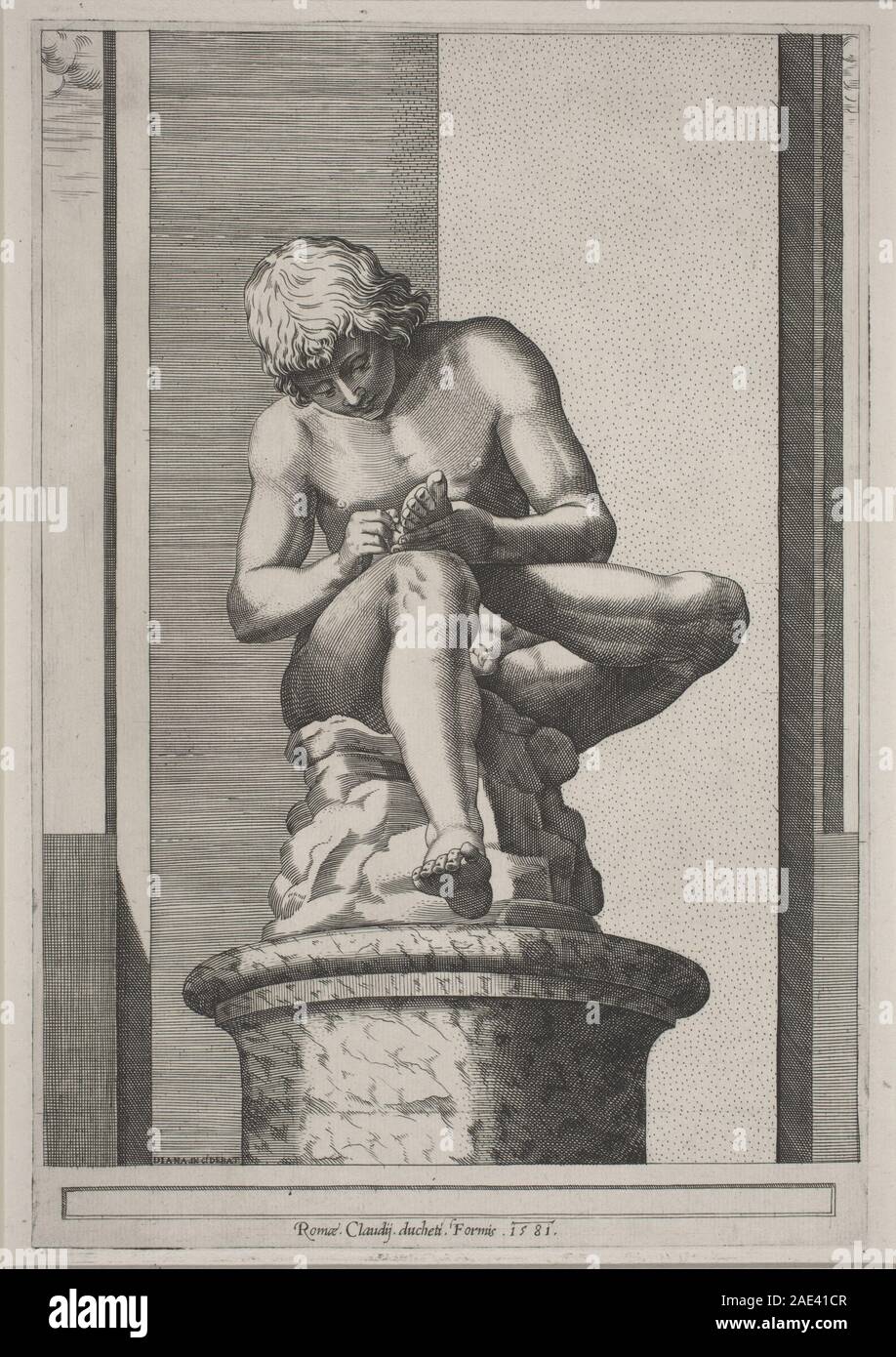 The Spinario; 1581date Diana Scultori, The Spinario, 1581 Stock Photo