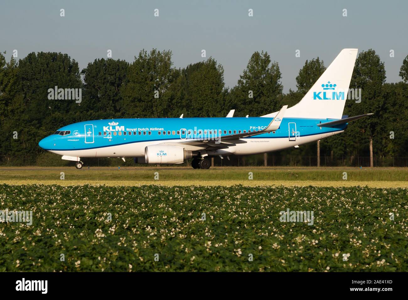 Amsterdam / Netherlands - July 3, 2017: KLM Royal Dutch Airlines Boeing 737-700 PH-BGG passenger plane taxiing at Amsterdam Schipol Airport Stock Photo