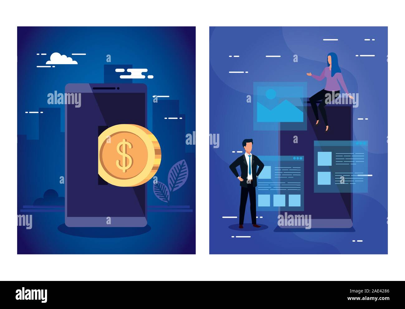 Digital smartphone and people vector design Stock Vector Image & Art ...
