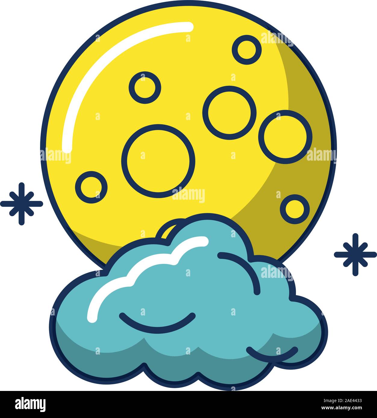 moon cloud weather astrology line and fill image vector illustration ...