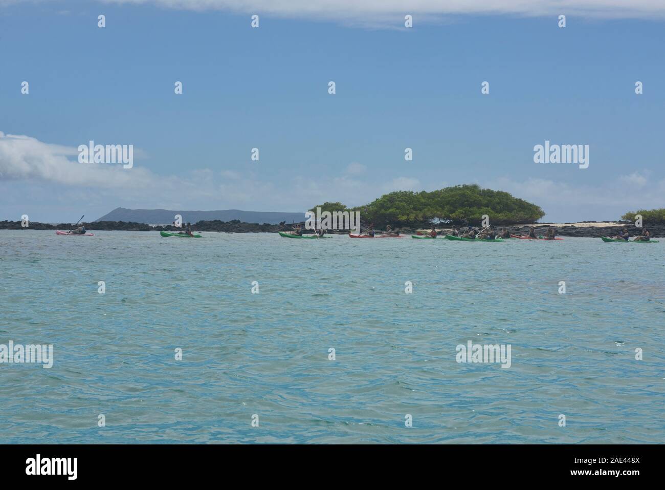 Kayaking in the bay, Isla Isabela, Galapagos Islands, Ecuador Stock Photo