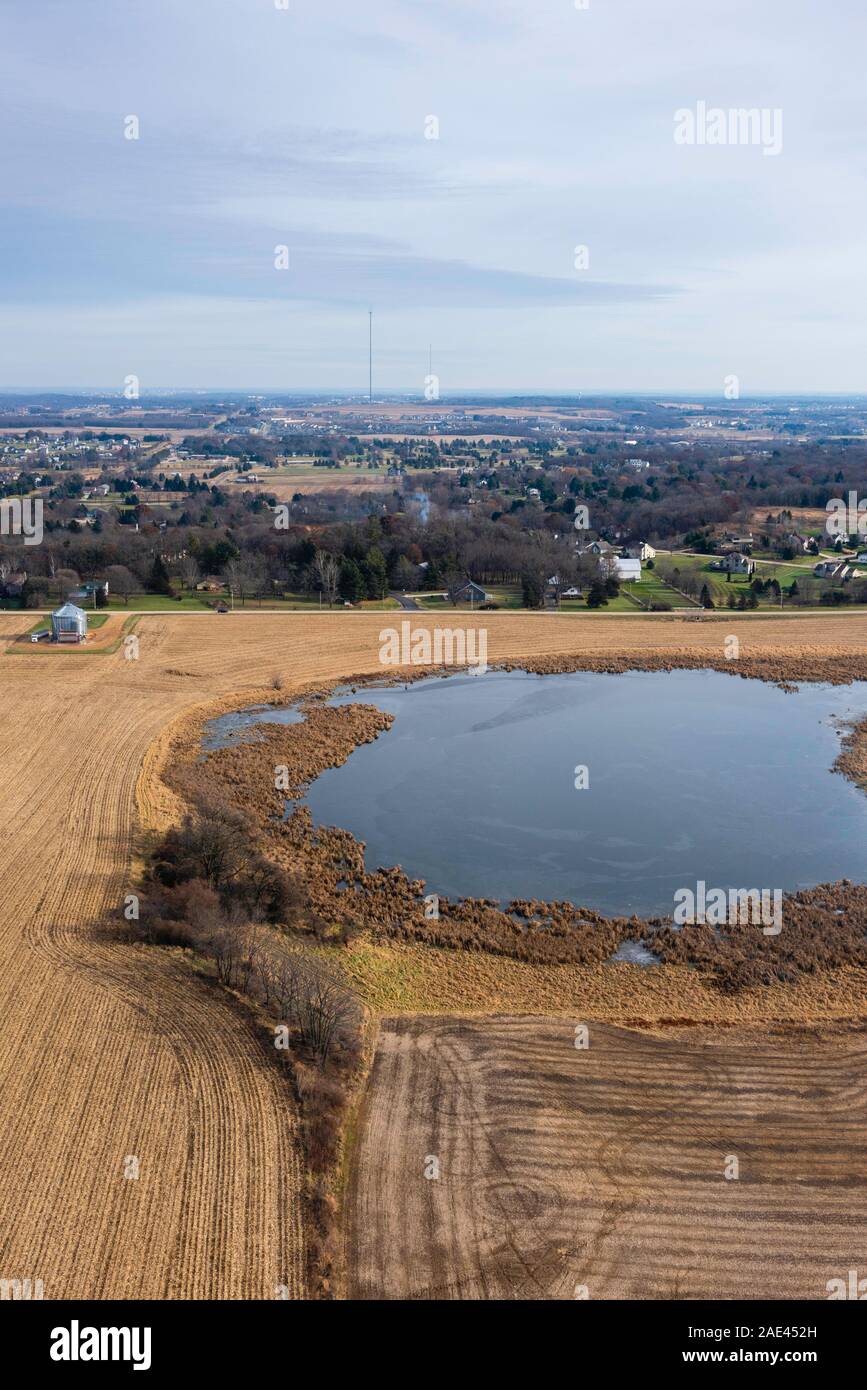 Aerial photograph of the western edge of Middleton, Wisconsin Stock
