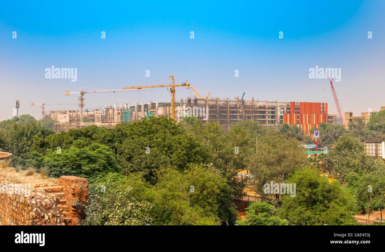 View of a Construction Site with heavy machinery. Stock Photo
