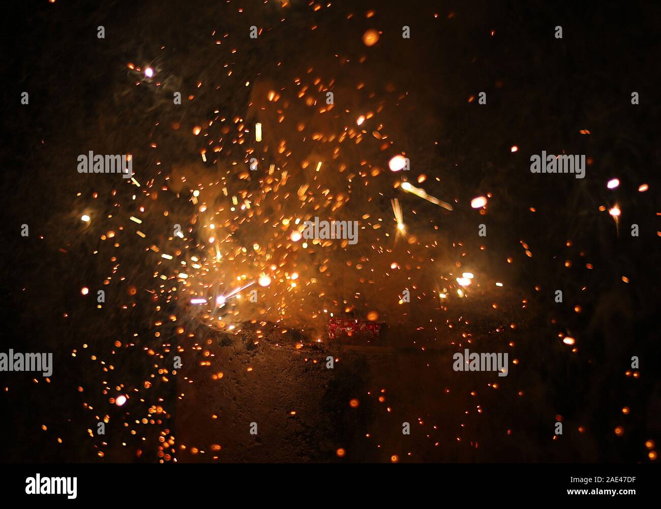 Beautiful Diwali Glowing Firecracker, fire of cracker explosion Stock