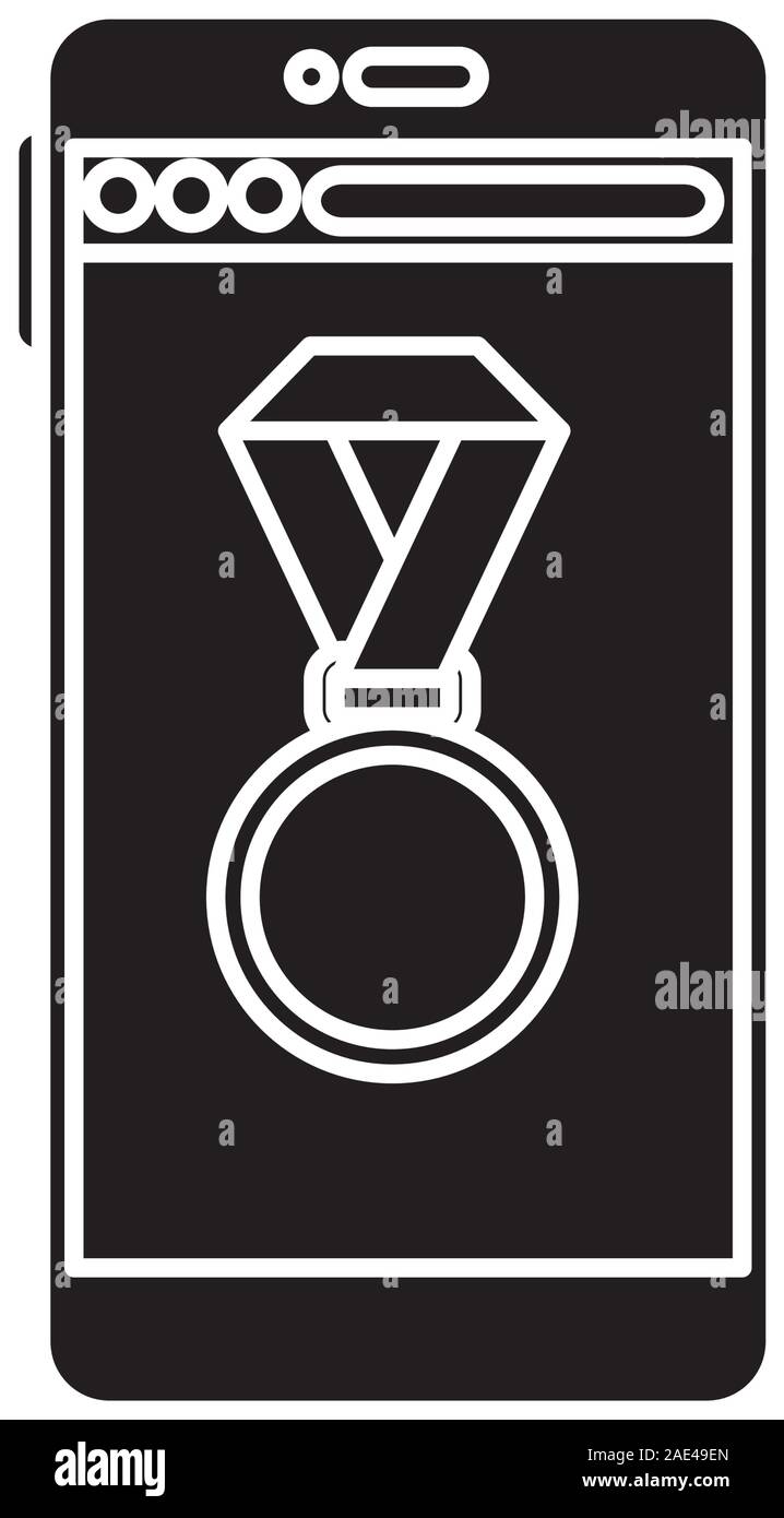 Isolated medal and smartphone vector design Stock Vector