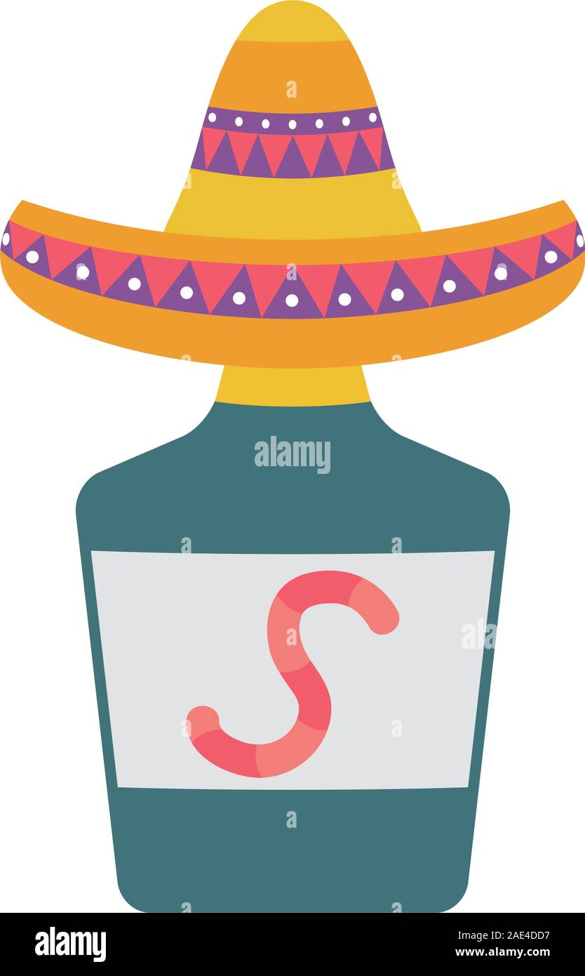 traditional mexican hat with tequila bottle Stock Vector Image & Art