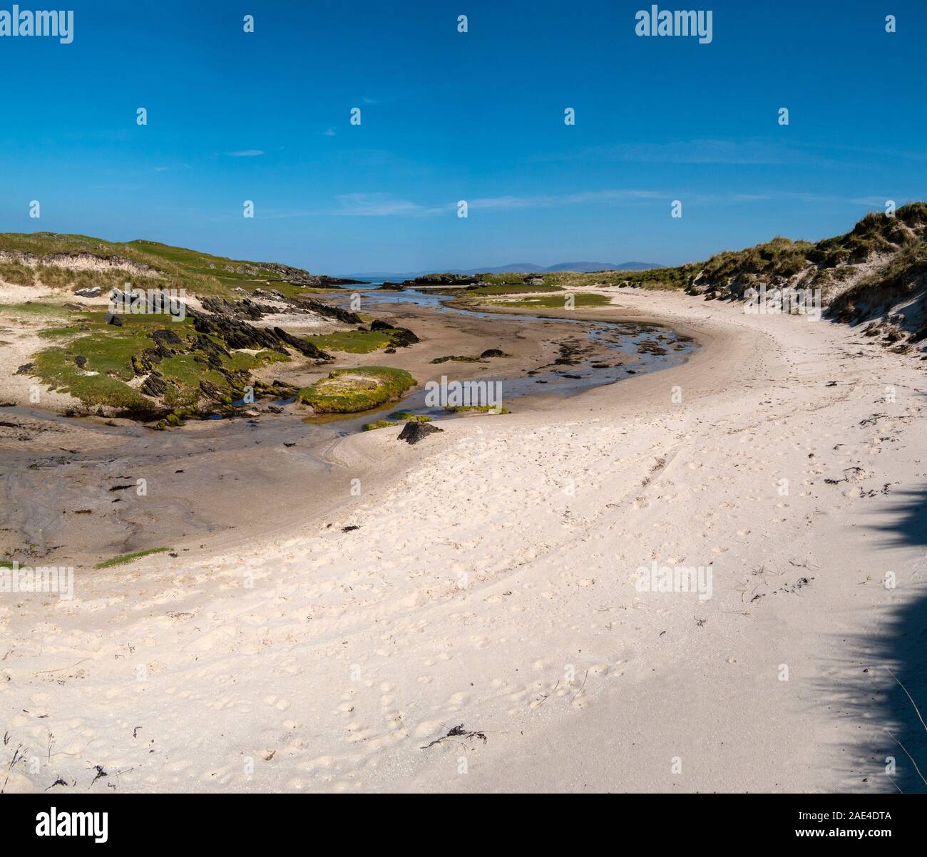 Deserted sandy beach near Balerominmore, Isle of Colonsay, Inner Hebrides, Scotland, UK Stock Photo