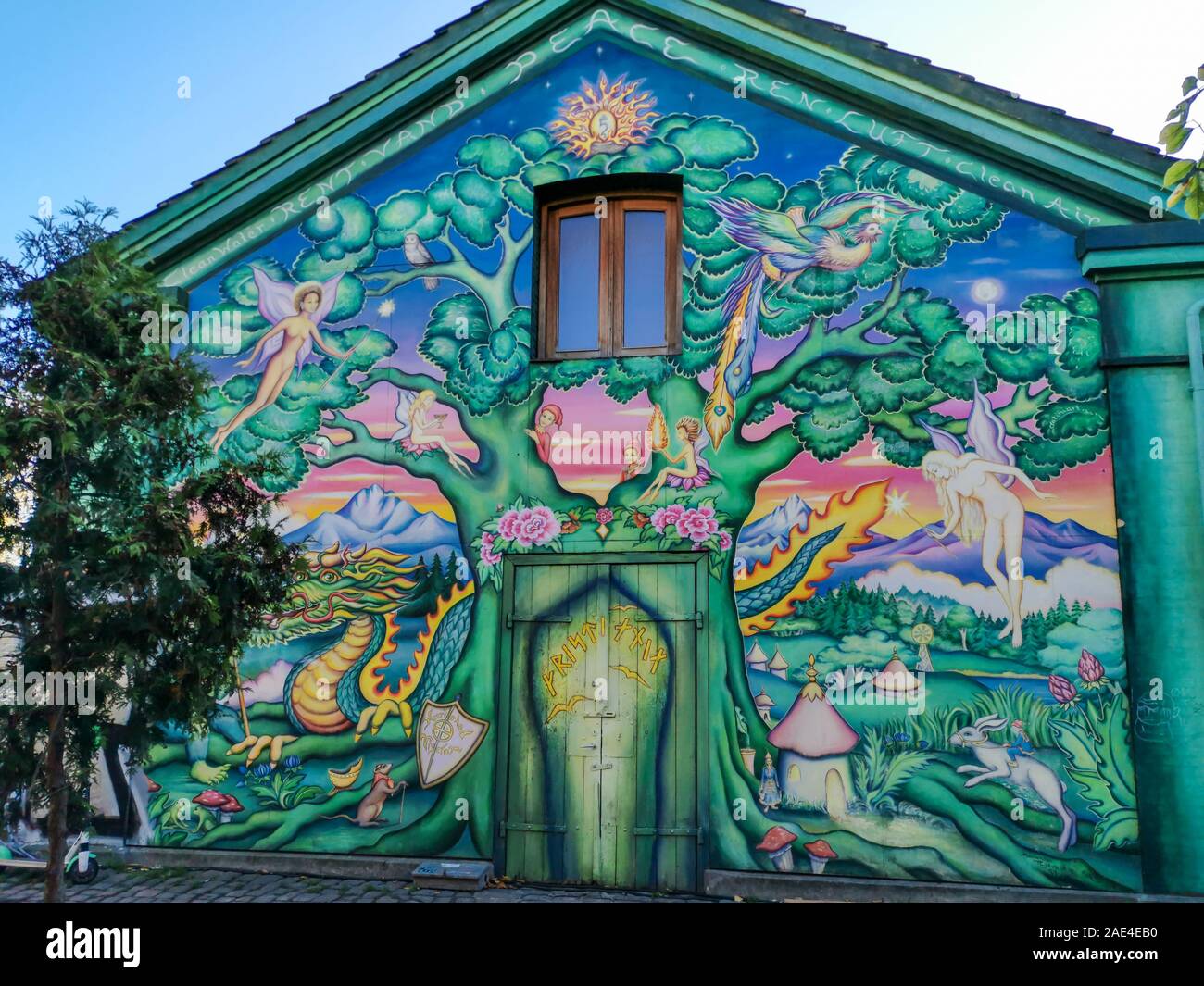 Christiania wall street art in Copenhagen Stock Photo