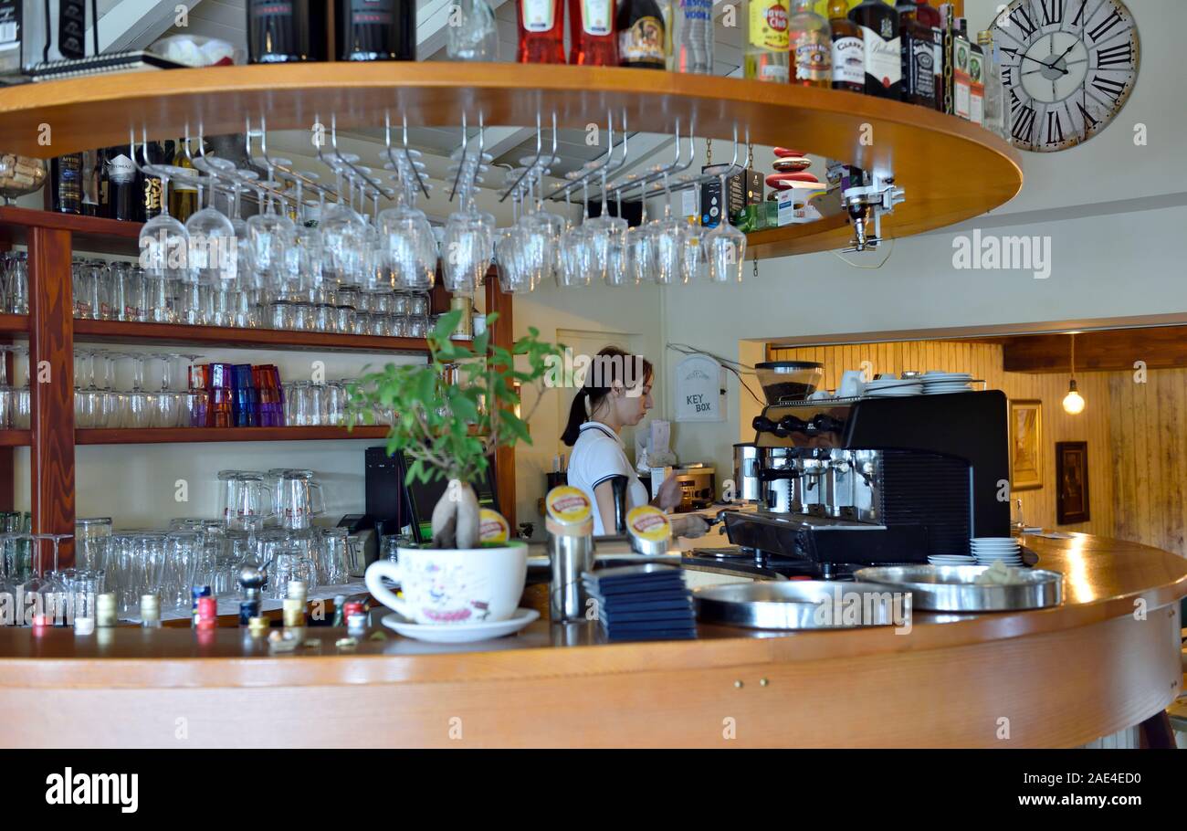The bar area inside the Konoba Kod Luce restaurant in seaside small town of  Vrsar, Istraia, northern Croatia Stock Photo - Alamy